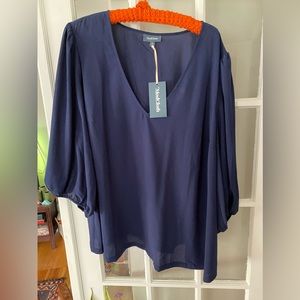 Brand new w tags. Beautiful navy blouse. By ModCloth. 3XL
